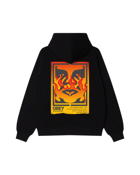 OBEY Icon Stencil Flame Black Hoodie