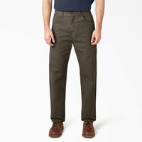 DICKIES Relaxed Fit Heavyweight Duck Carpenter Rinsed Moss Pants
