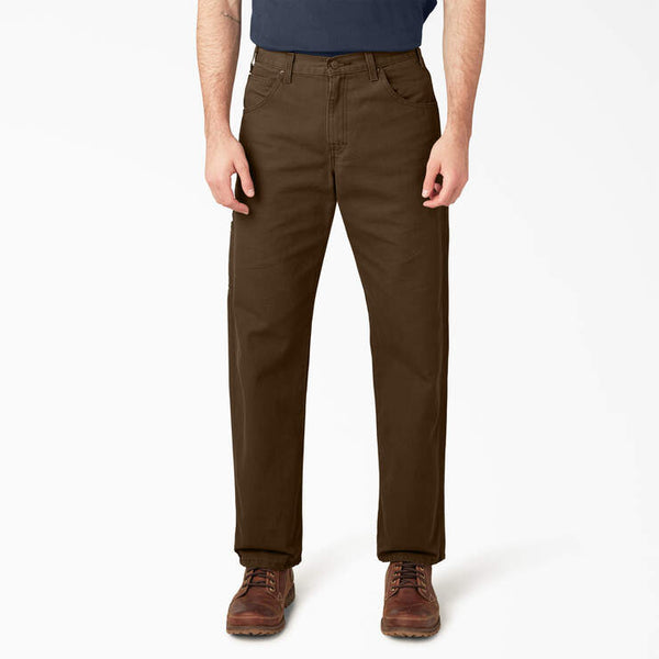 DICKIES Relaxed Fit Heavyweight Duck Carpenter Rinsed Brown Pants