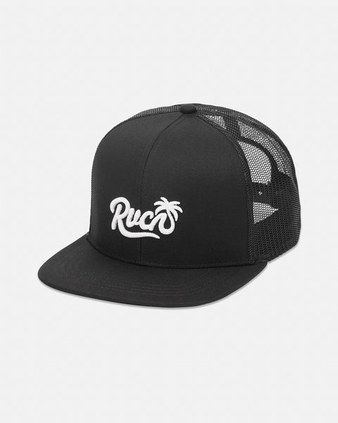 RVCA Frond Script Black Trucker Hat