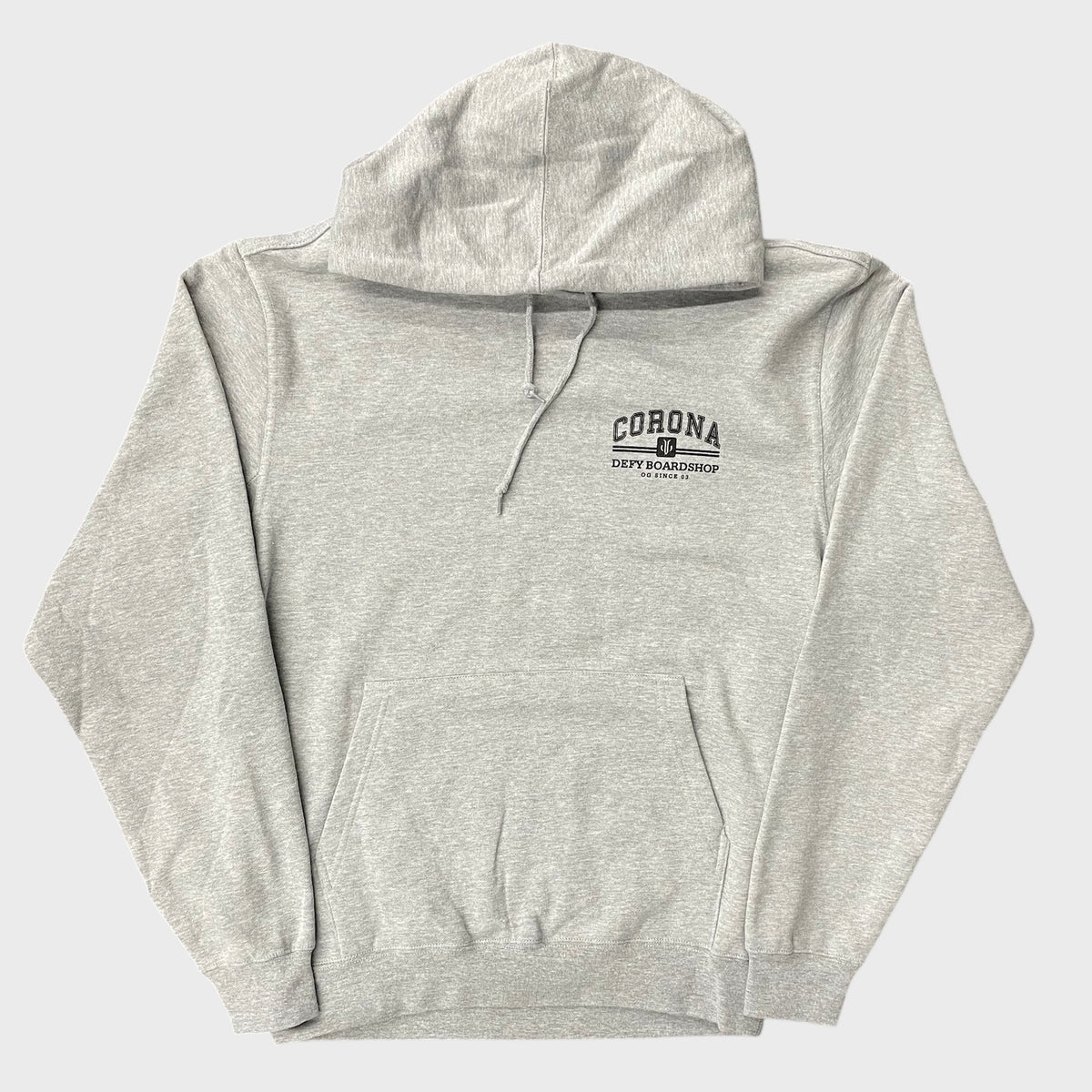 DEFY Corona Heather Grey Hoodie – Defy Boardshop