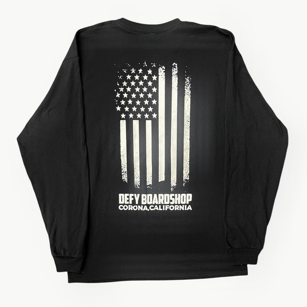 DEFY Flag Black Long Sleeve Tee