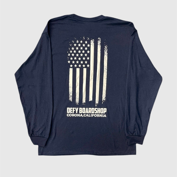 DEFY Flag Navy Long Sleeve Tee